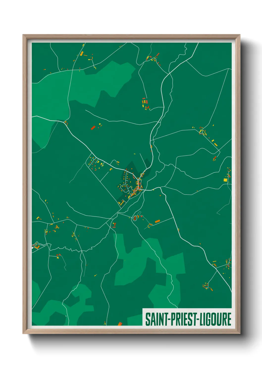 Une affiche de carte sur Saint-Priest-Ligoure