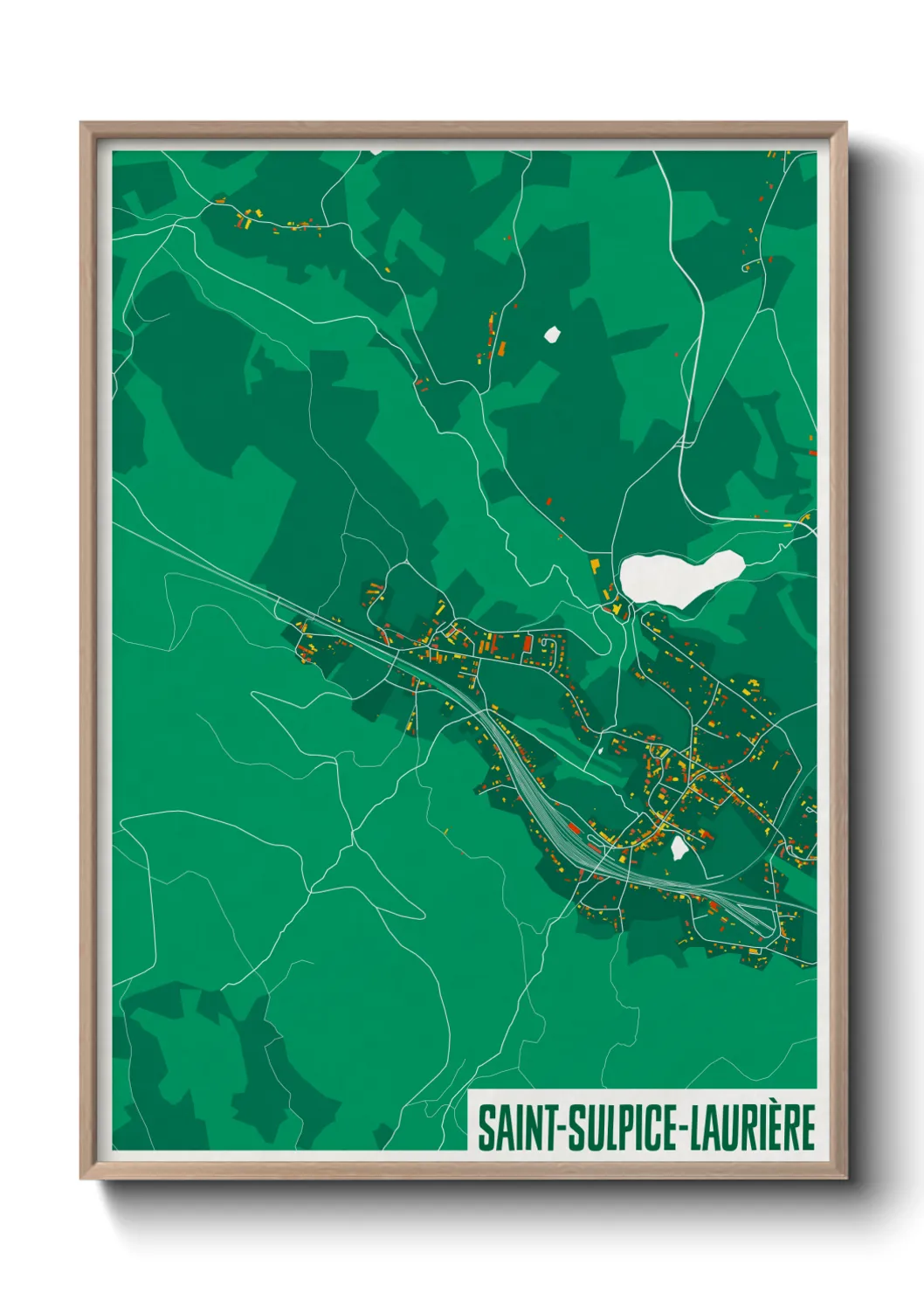 Une affiche de carte sur Saint-Sulpice-Laurière