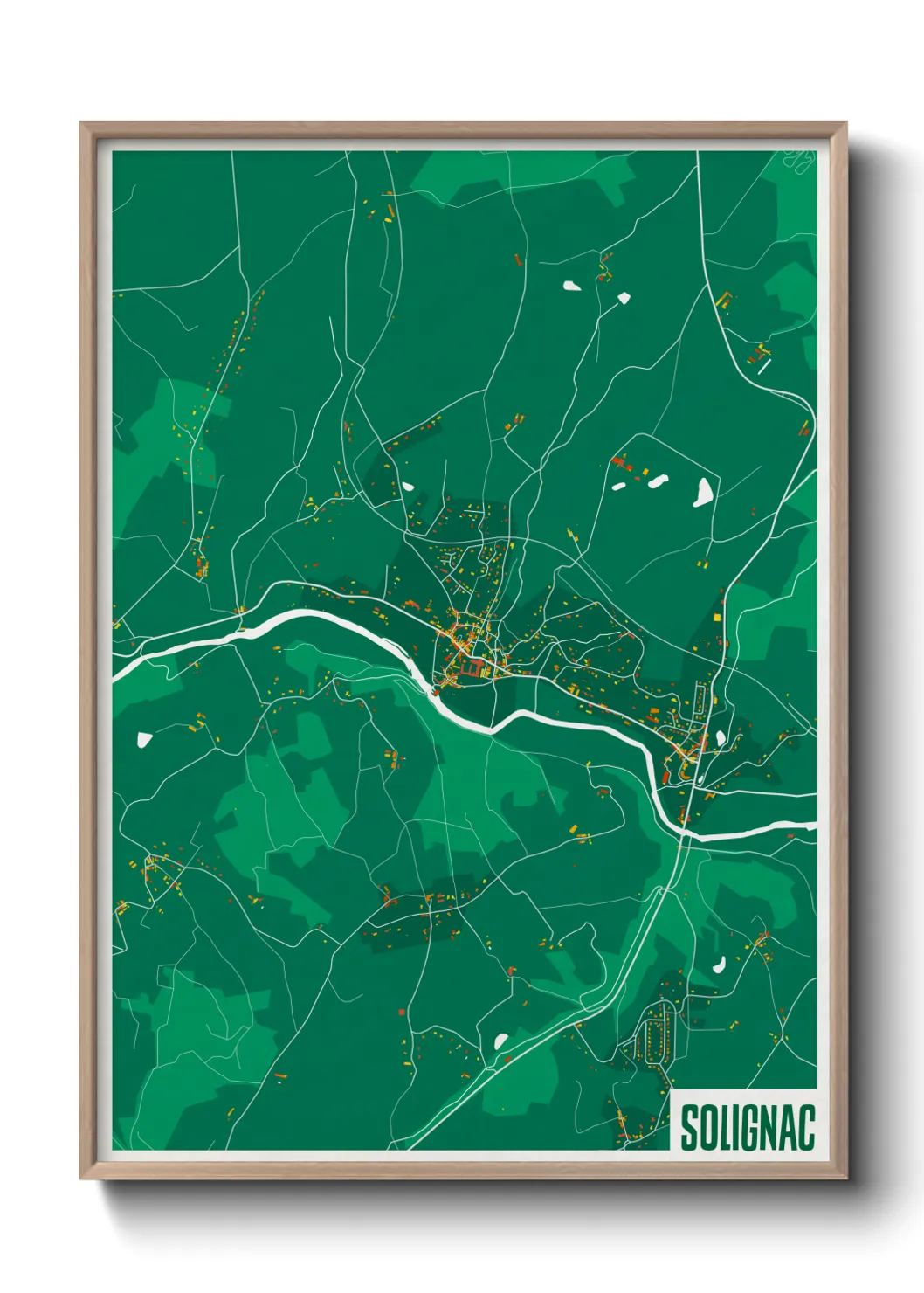 Une affiche de carte sur Solignac