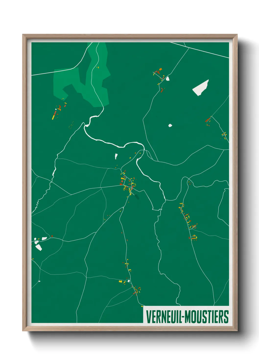 Une affiche de carte sur Verneuil-Moustiers