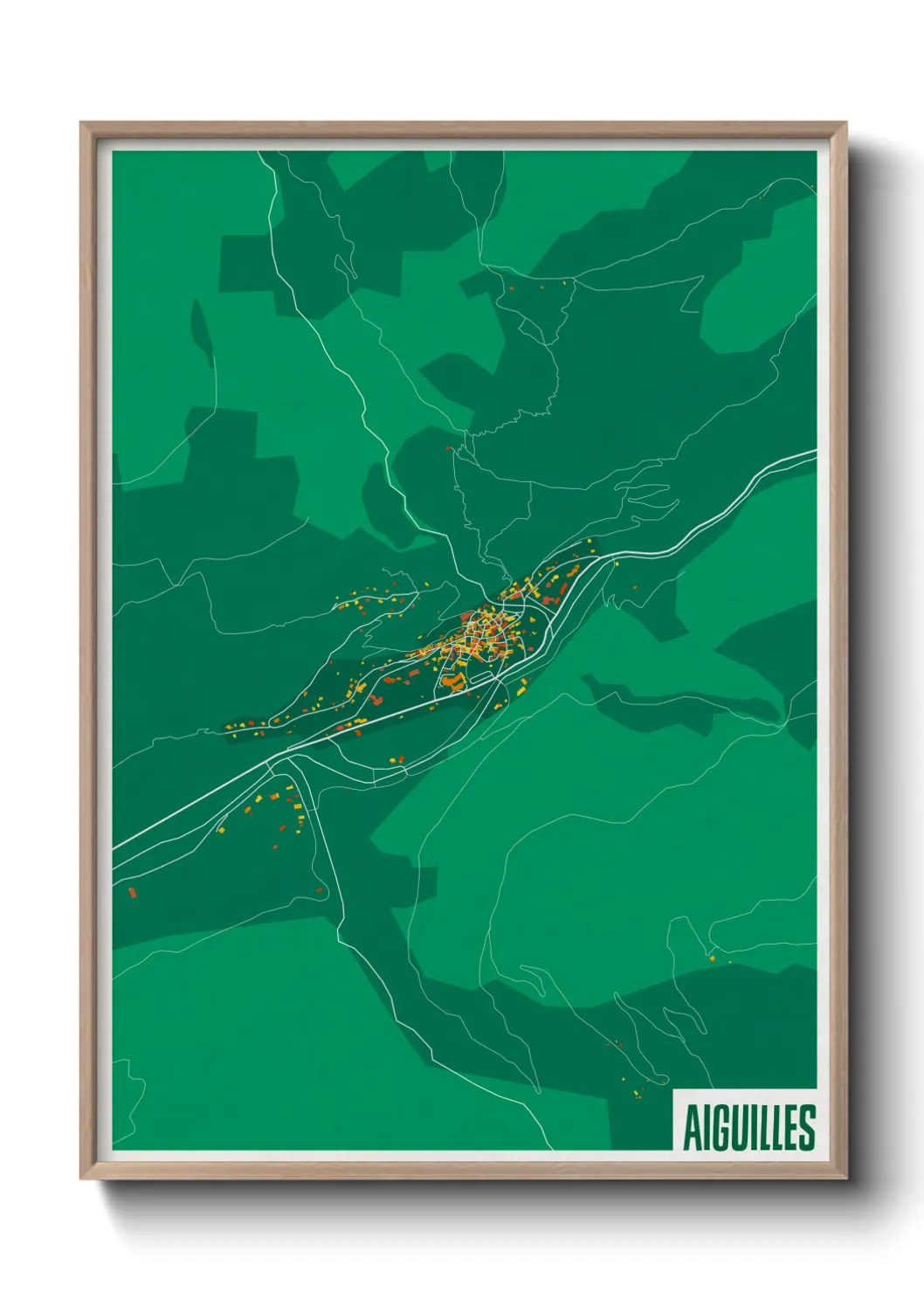 Une affiche de carte sur Aiguilles