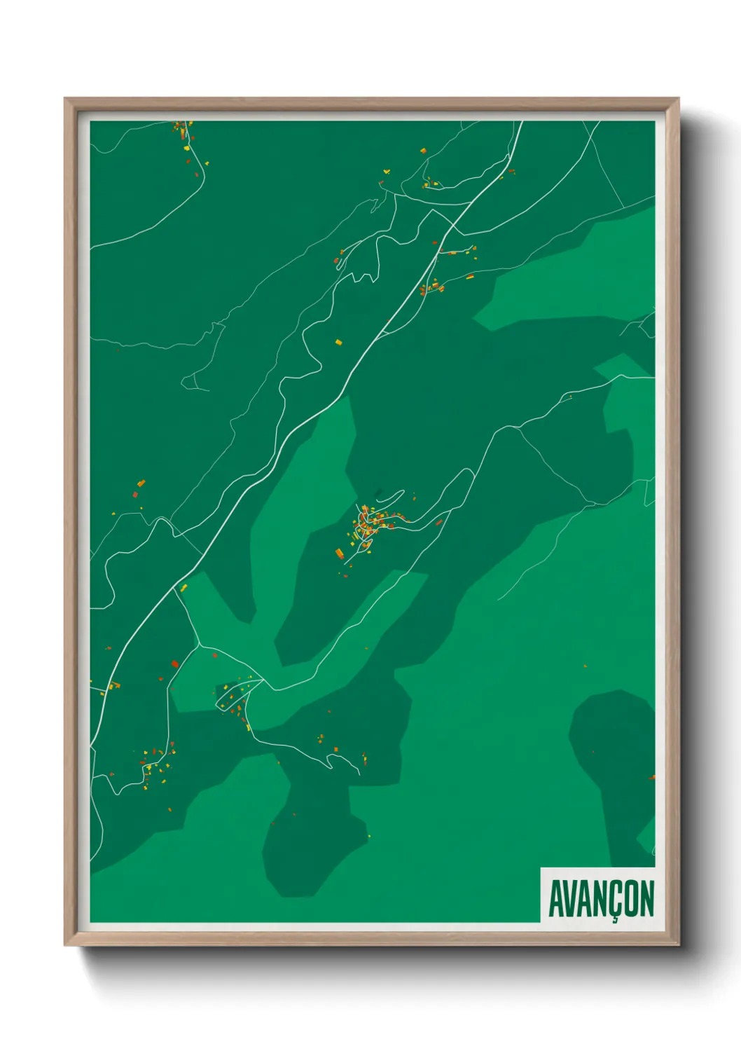 Une affiche de carte sur Avançon