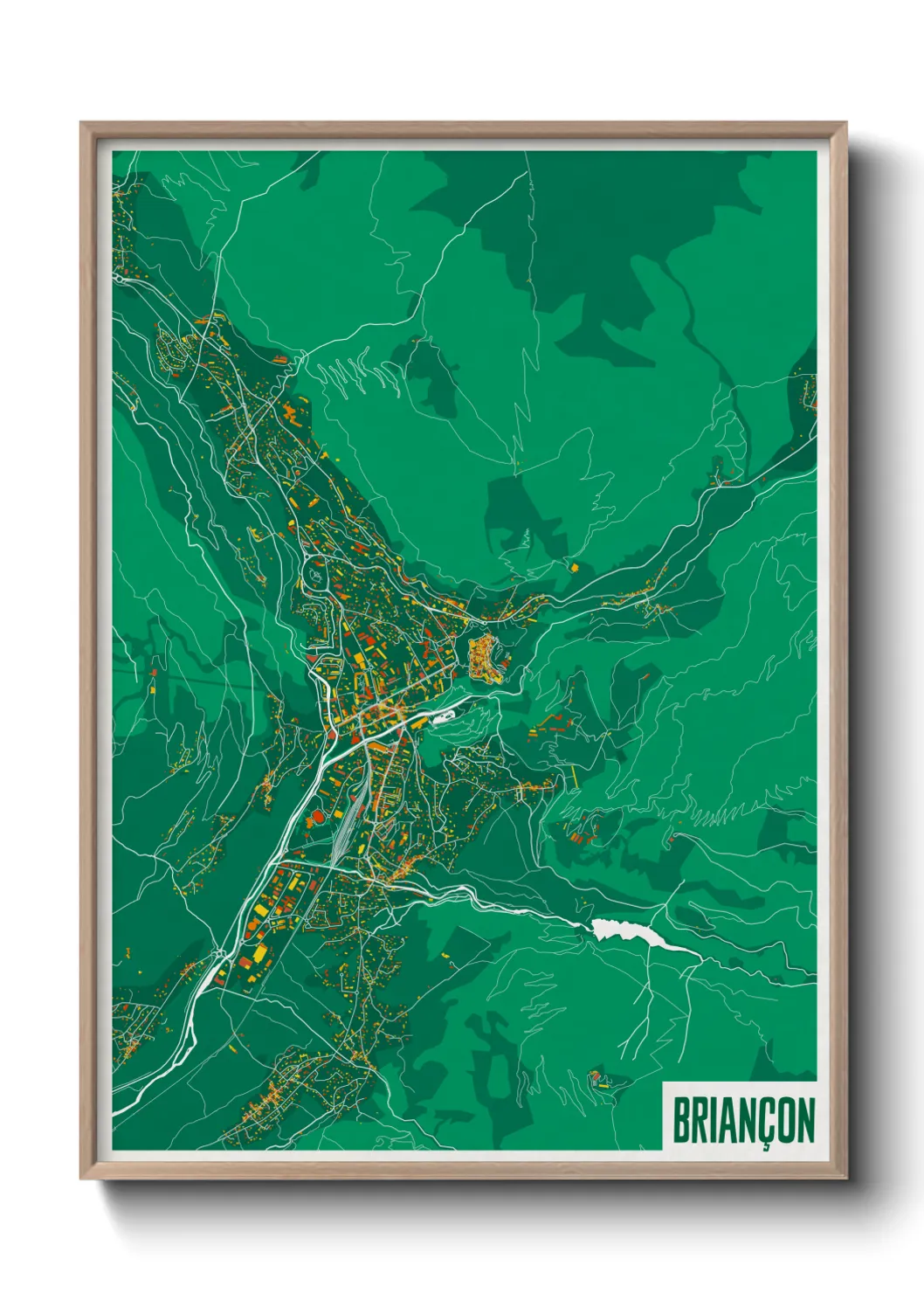 Une affiche de carte sur Briançon
