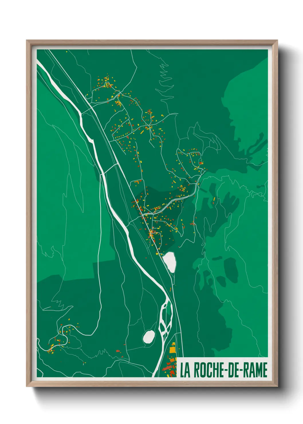 Une affiche de carte sur La Roche-de-Rame