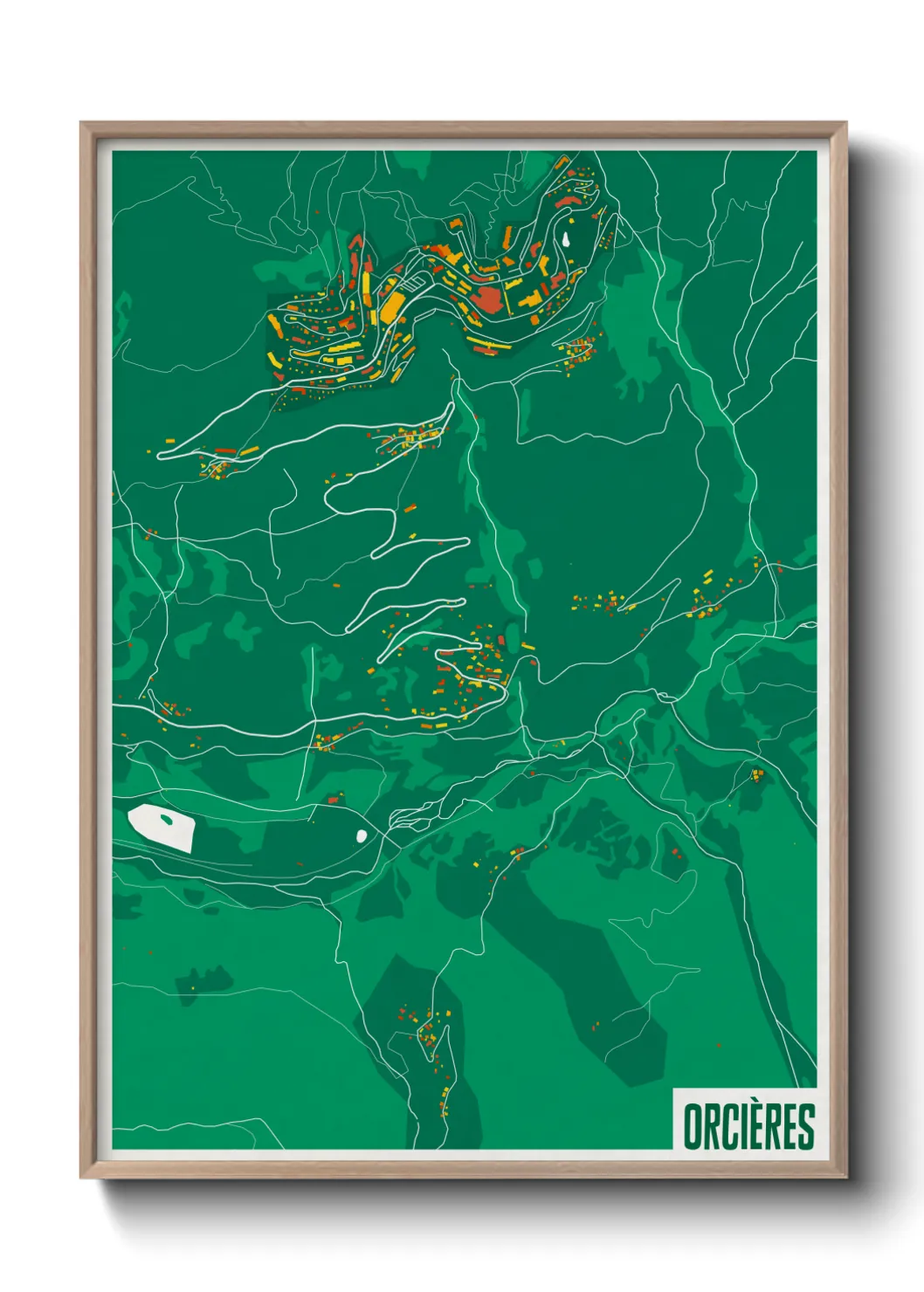 Une affiche de carte sur Orcières