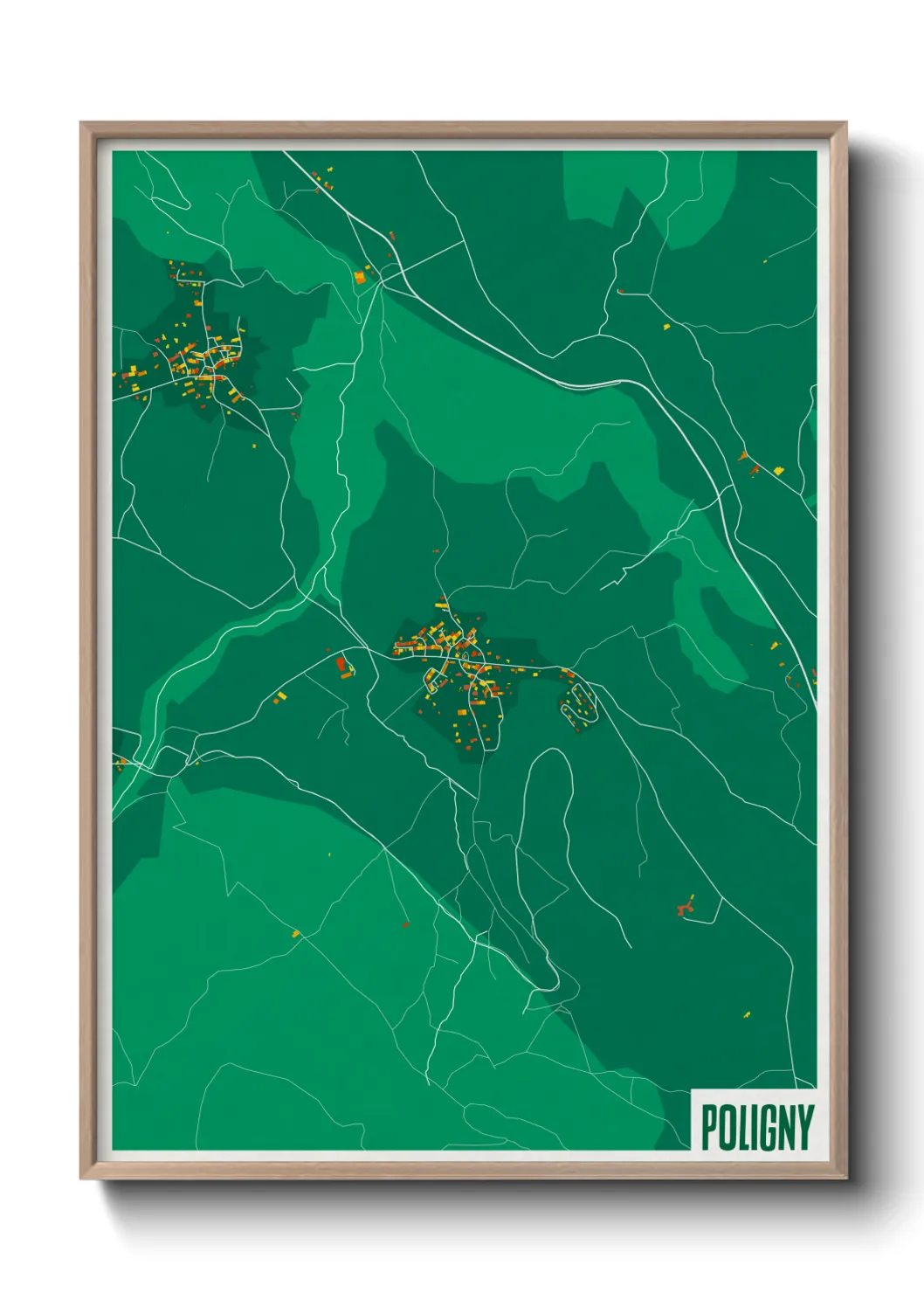 Une affiche de carte sur Poligny