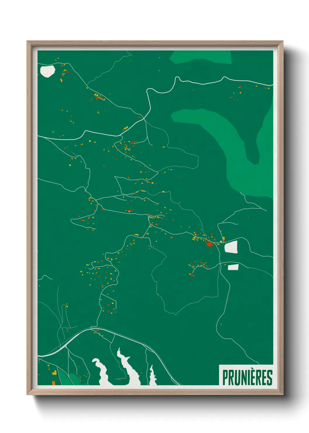 Une affiche de carte sur Prunières