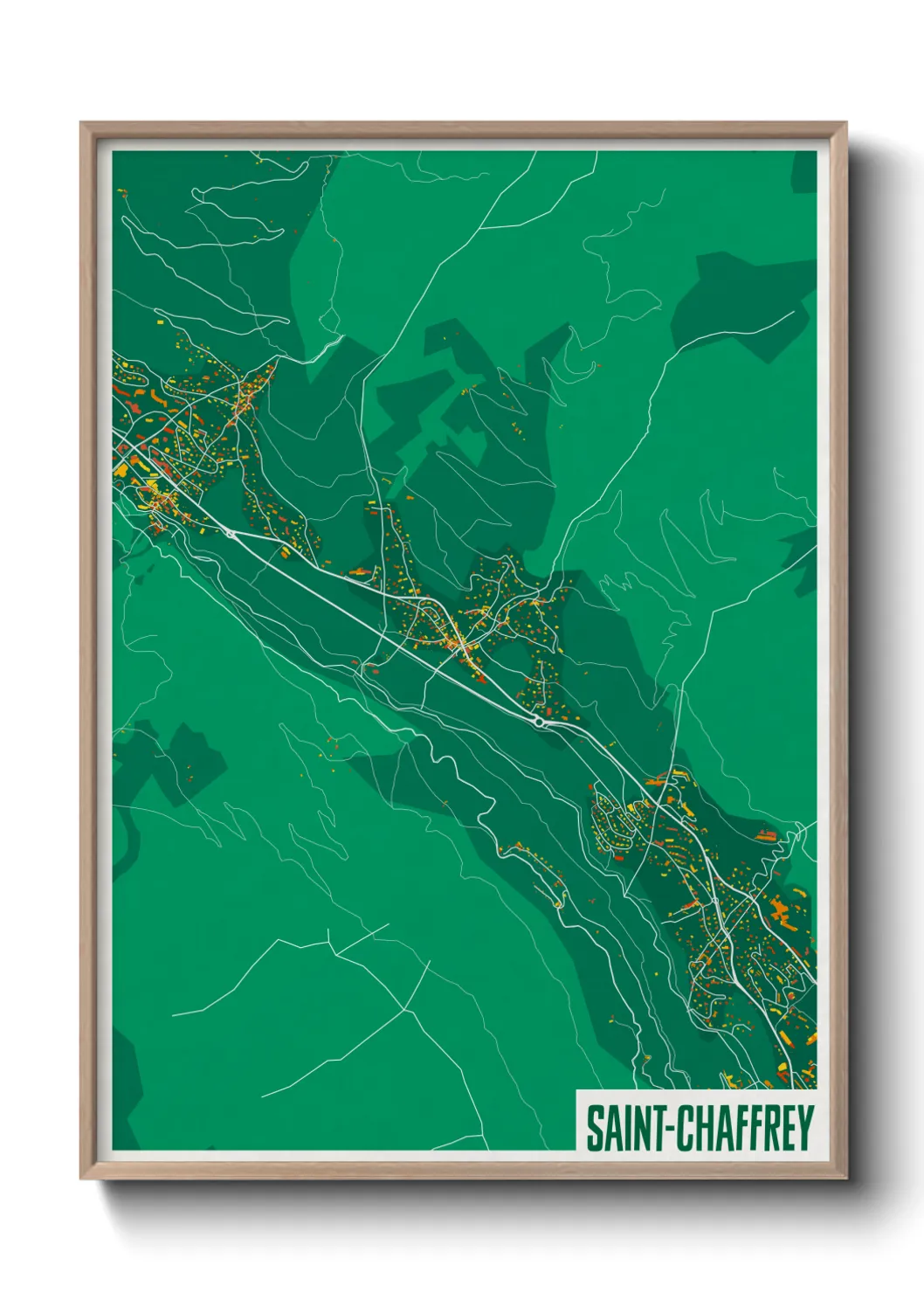 Une affiche de carte sur Saint-Chaffrey