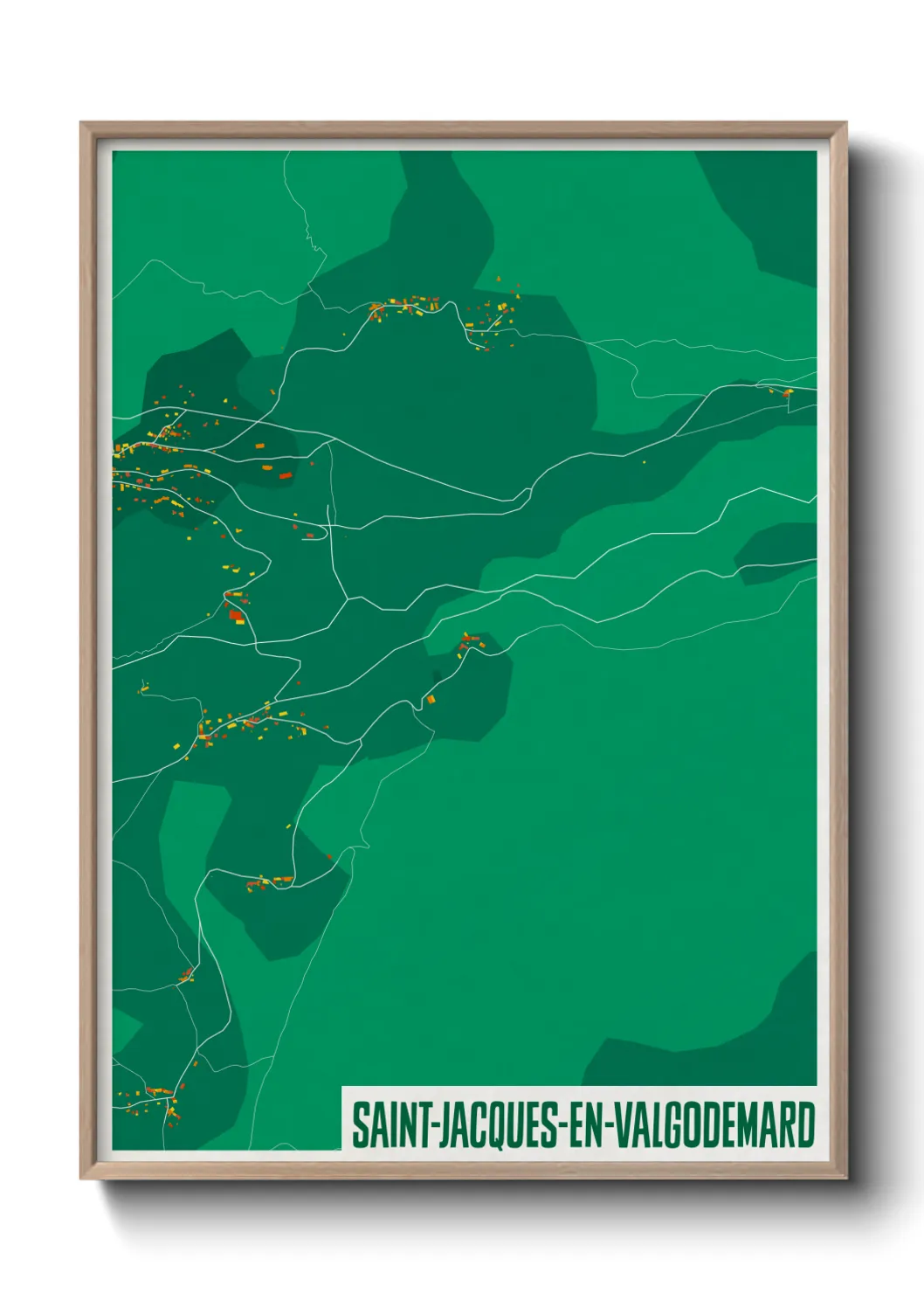 Une affiche de carte sur Saint-Jacques-en-Valgodemard