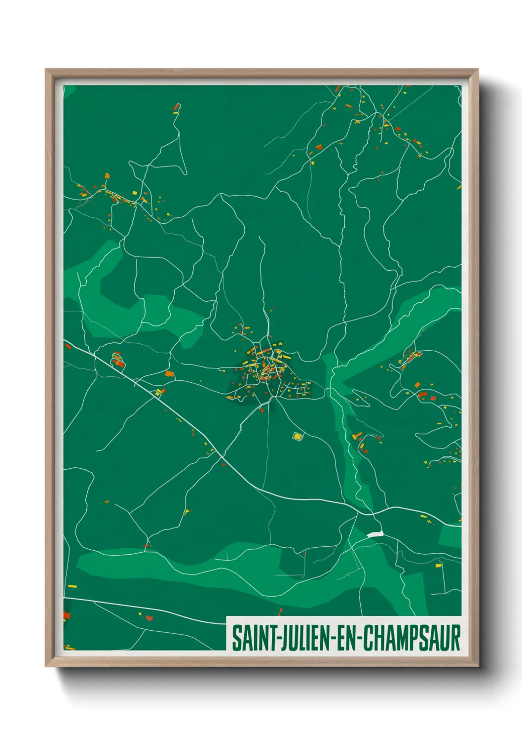 Une affiche de carte sur Saint-Julien-en-Champsaur