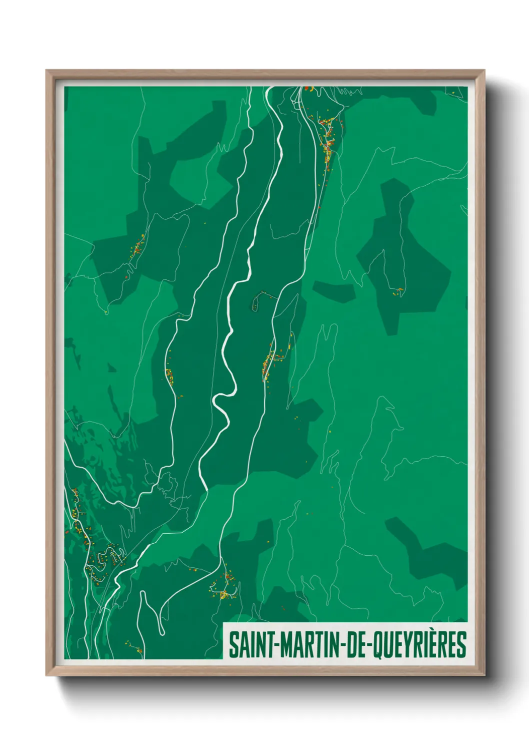 Une affiche de carte sur Saint-Martin-de-Queyrières