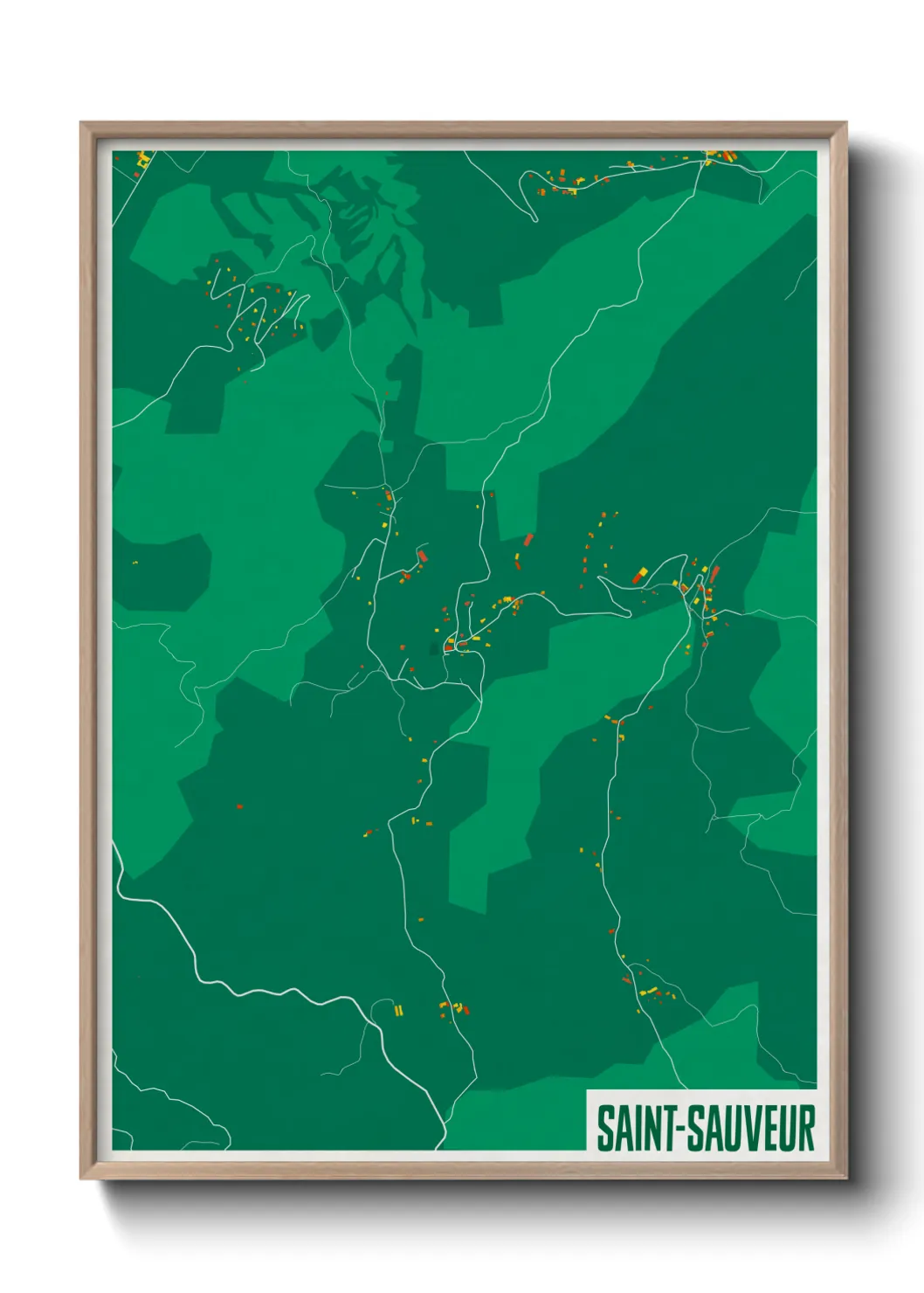 Une affiche de carte sur Saint-Sauveur