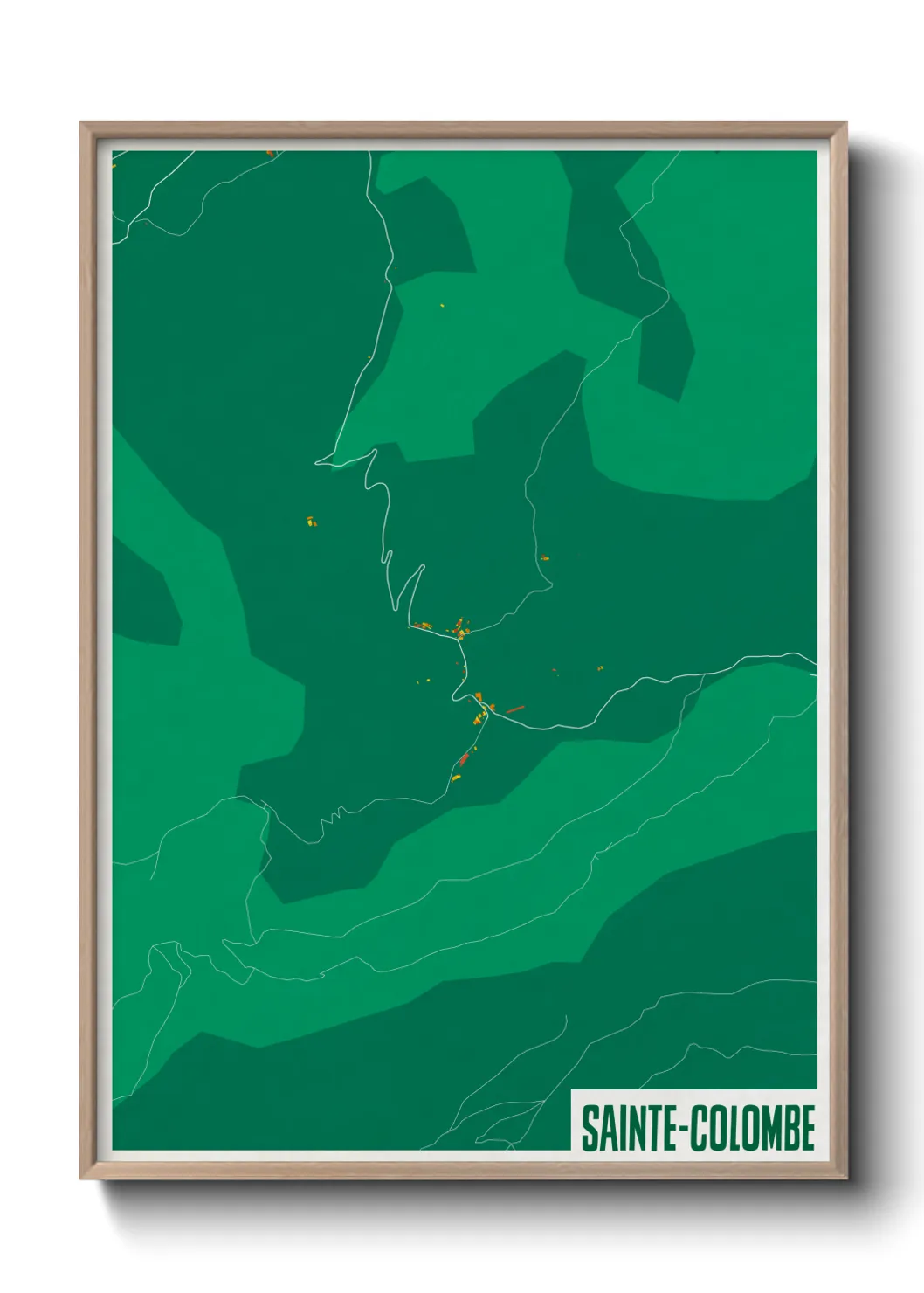 Une affiche de carte sur Sainte-Colombe