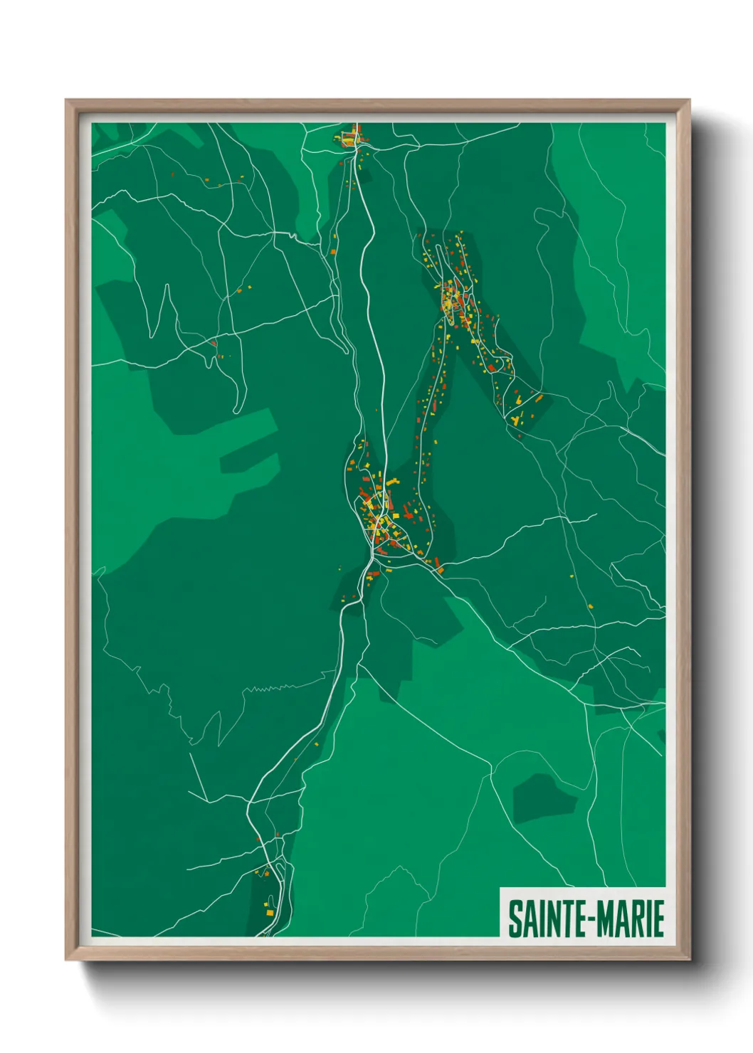 Une affiche de carte sur Sainte-Marie