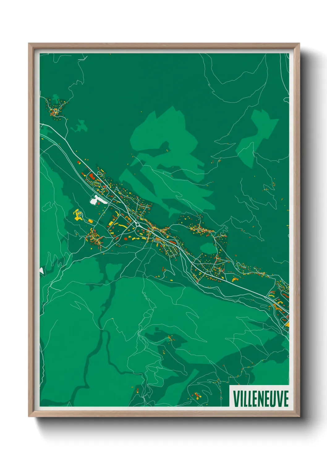 Une affiche de carte sur Villeneuve