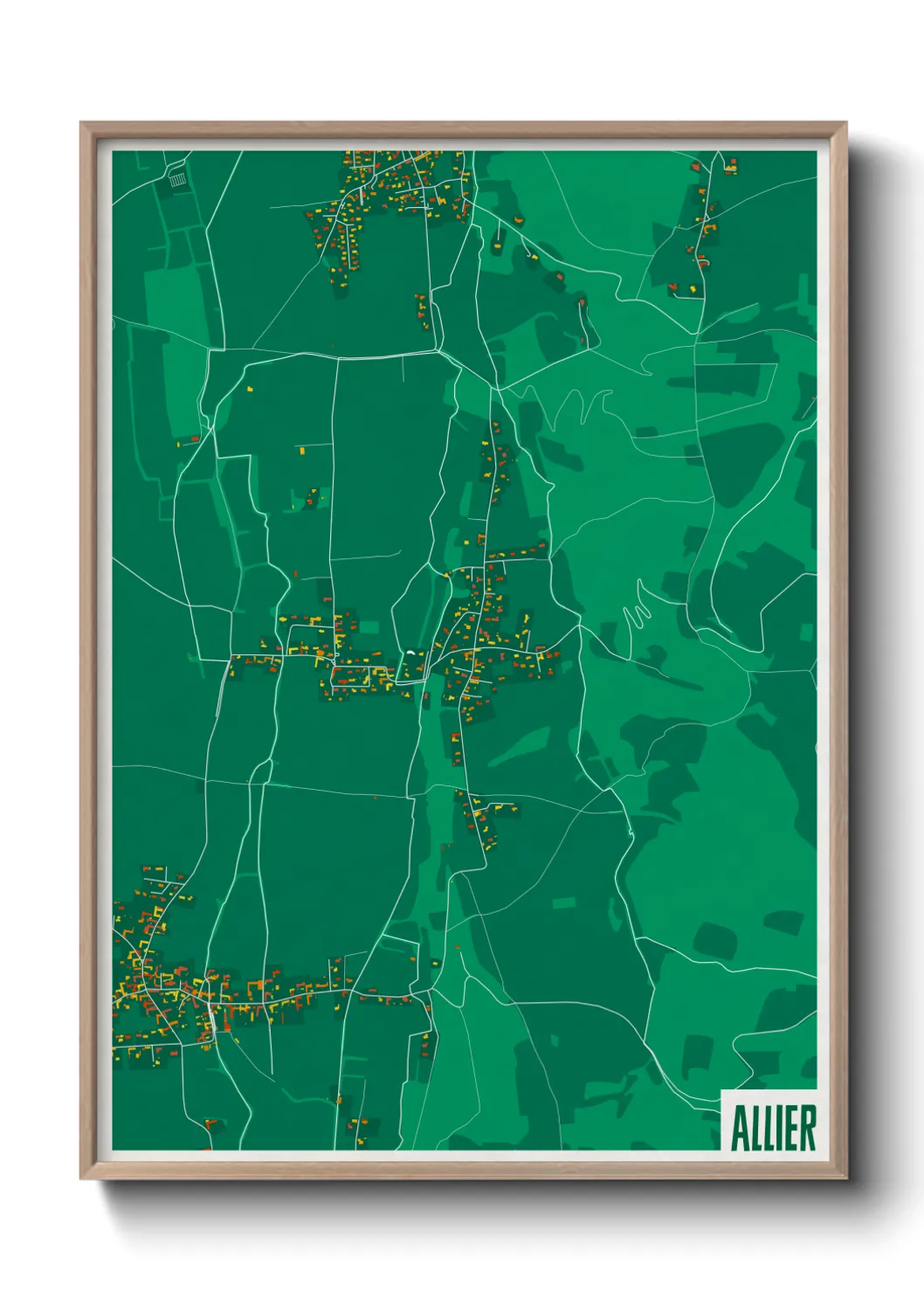 Une affiche de carte sur Allier