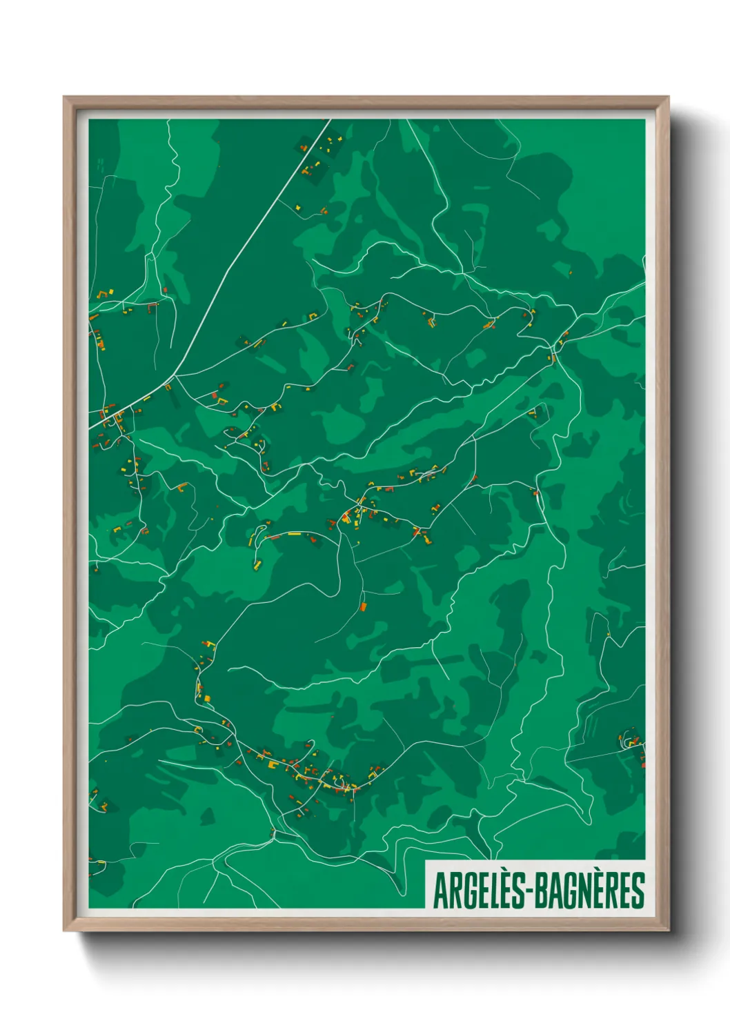 Une affiche de carte sur Argelès-Bagnères