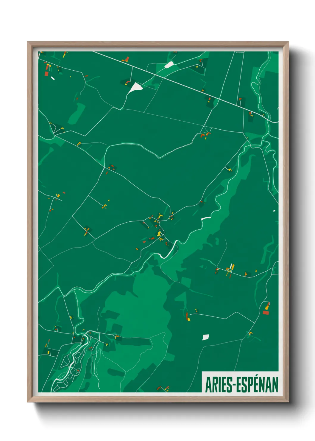 Une affiche de carte sur Aries-Espénan
