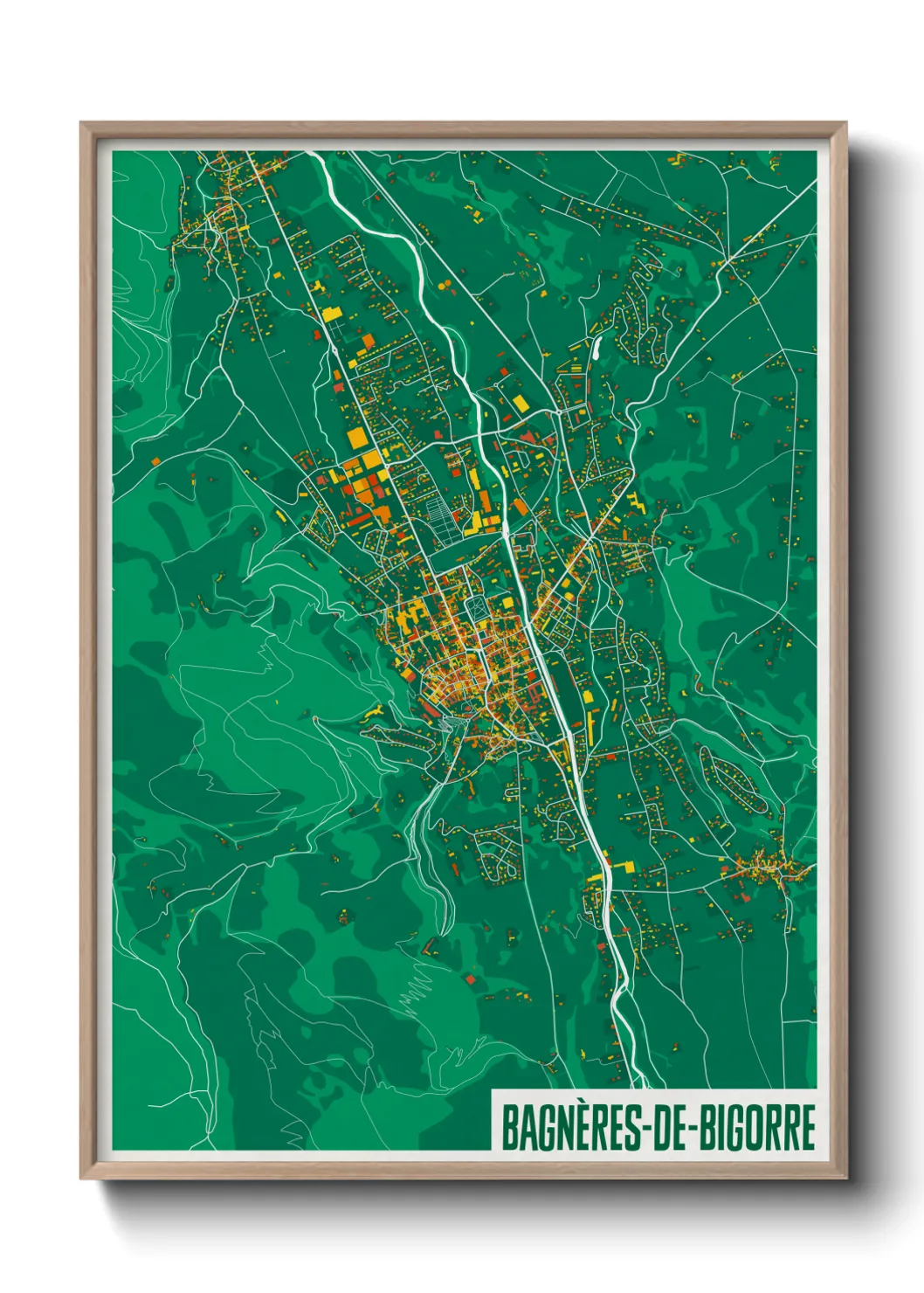 Une affiche de carte sur Bagnères-de-Bigorre