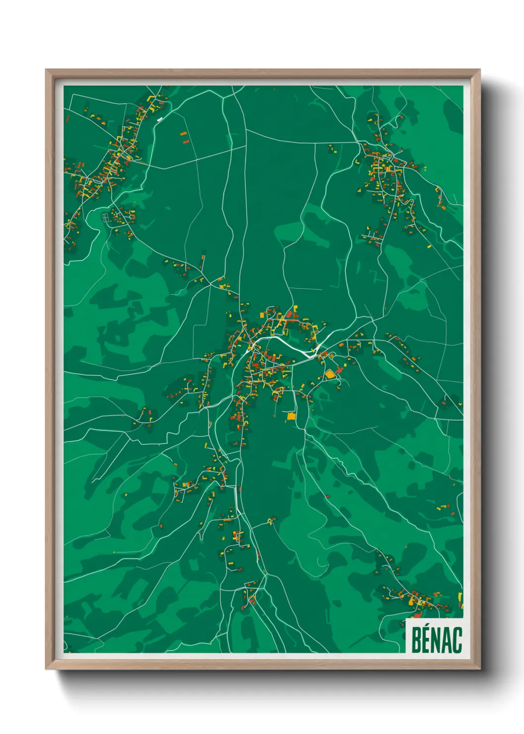 Une affiche de carte sur Bénac