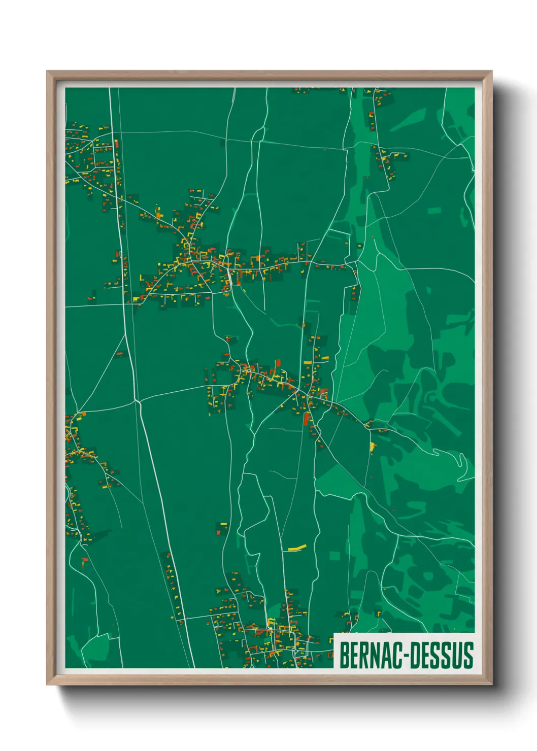 Une affiche de carte sur Bernac-Dessus
