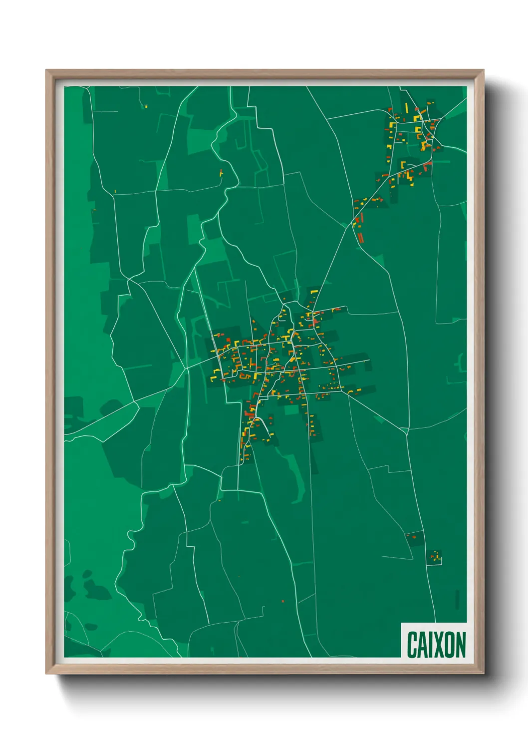 Une affiche de carte sur Caixon