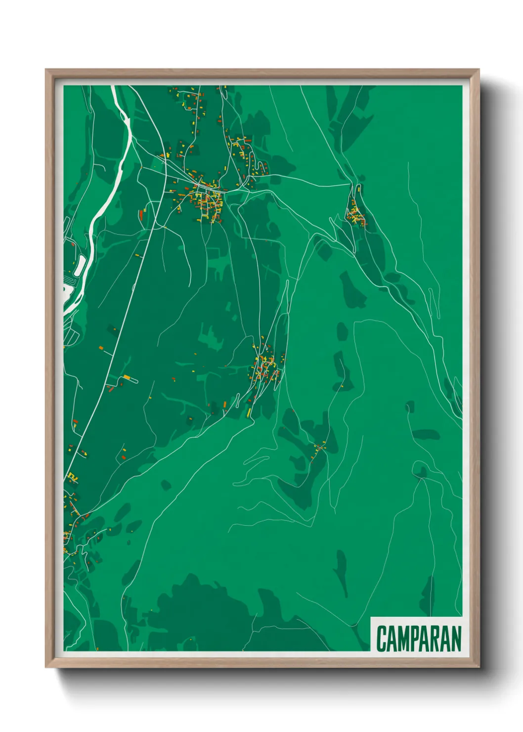 Une affiche de carte sur Camparan