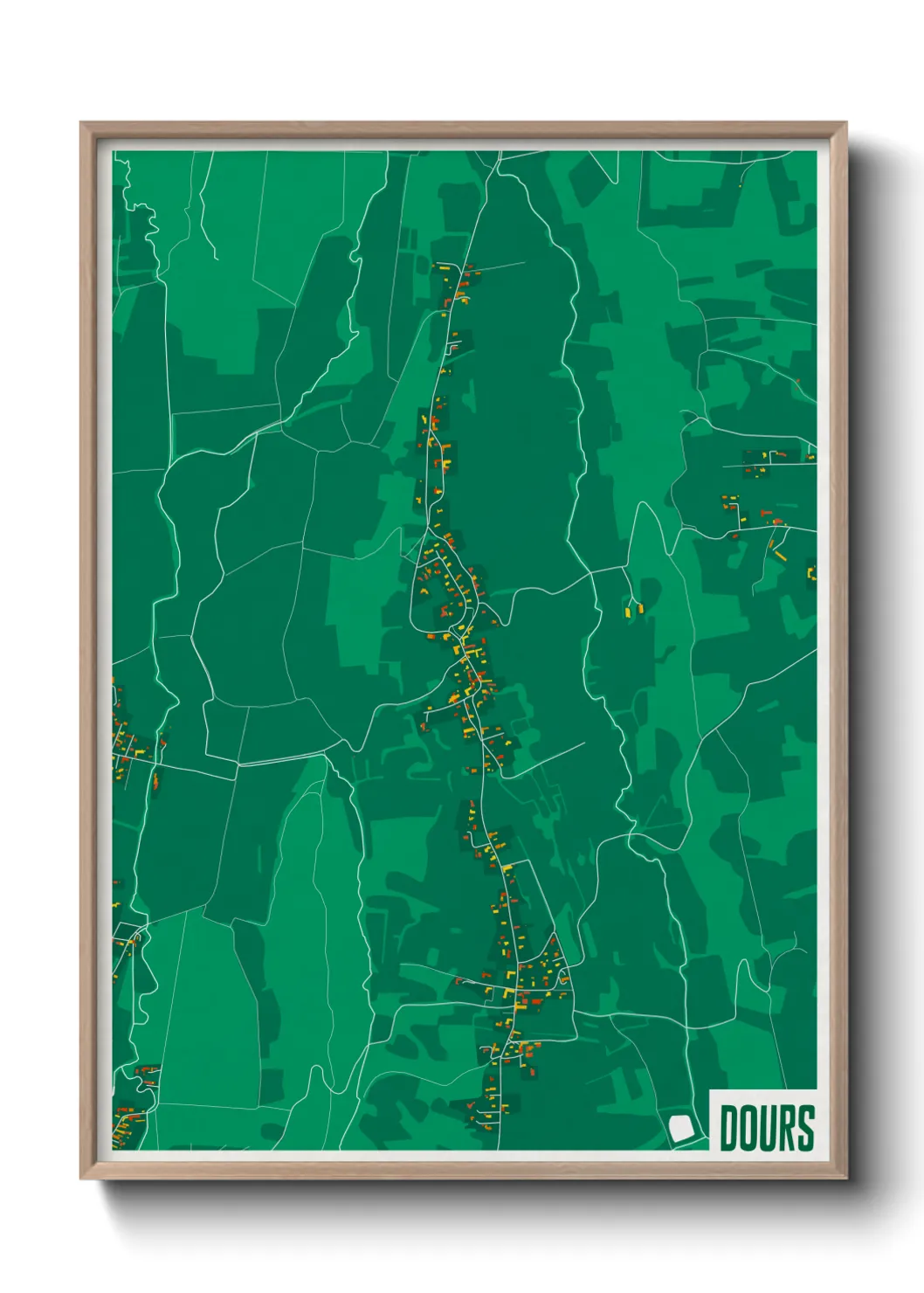 Une affiche de carte sur Dours