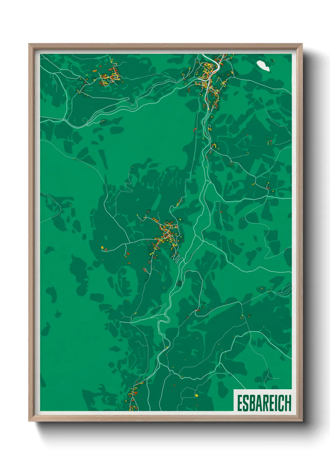 Une affiche de carte sur Esbareich