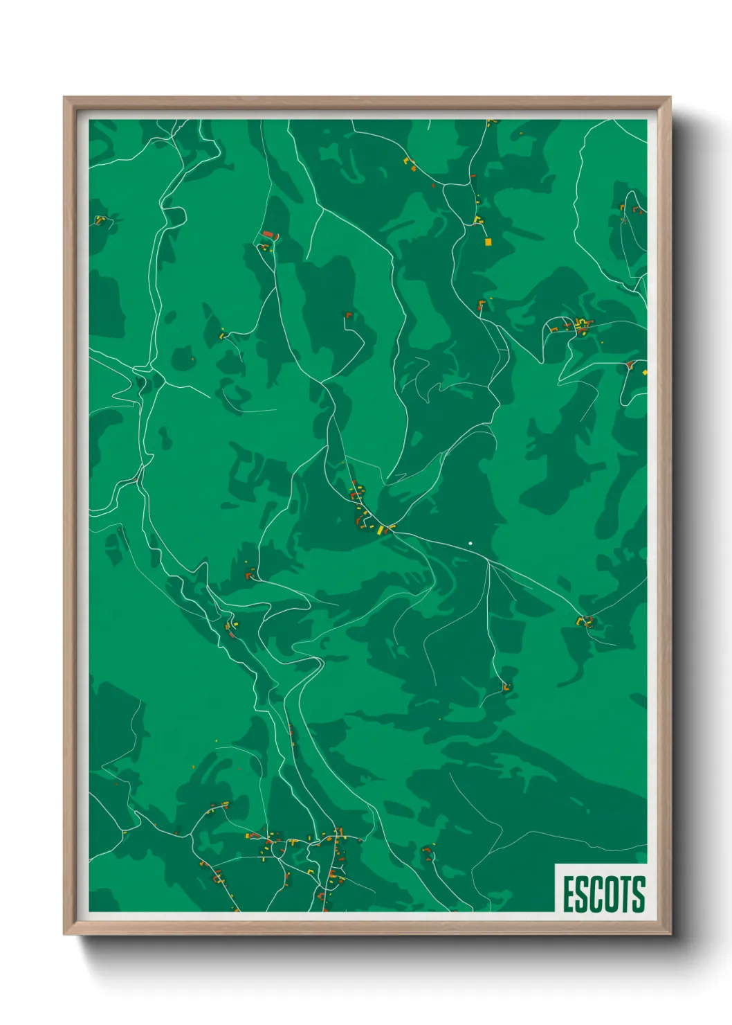 Une affiche de carte sur Escots
