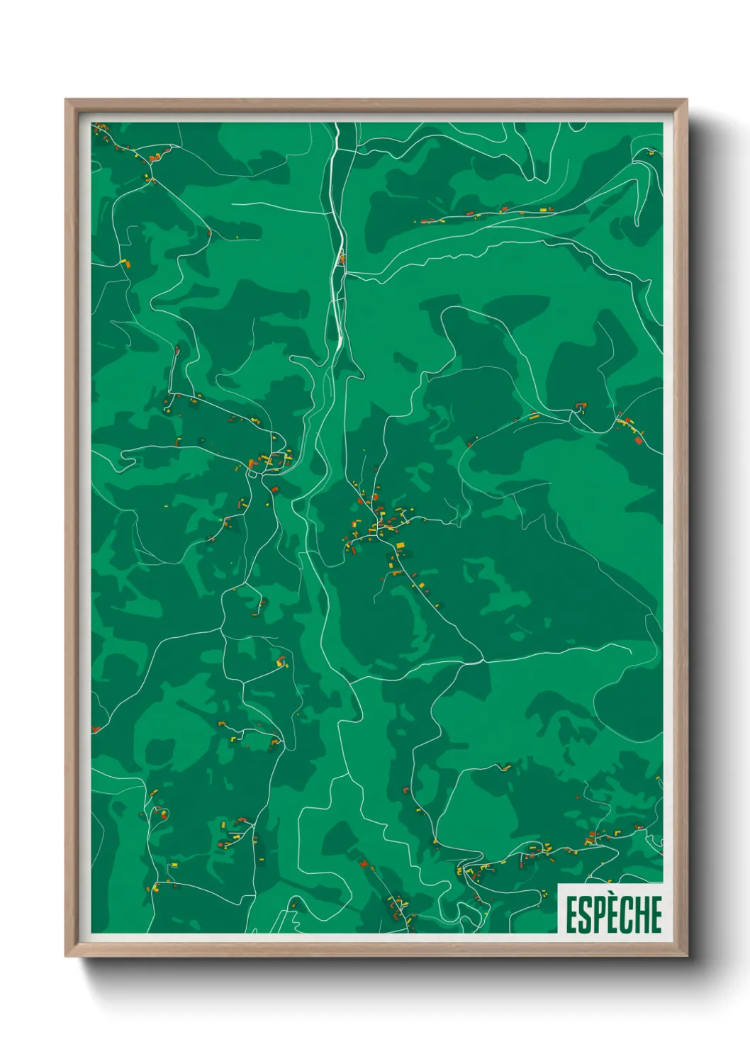 Une affiche de carte sur Espèche