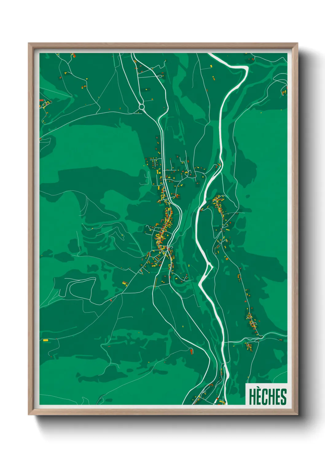 Une affiche de carte sur Hèches