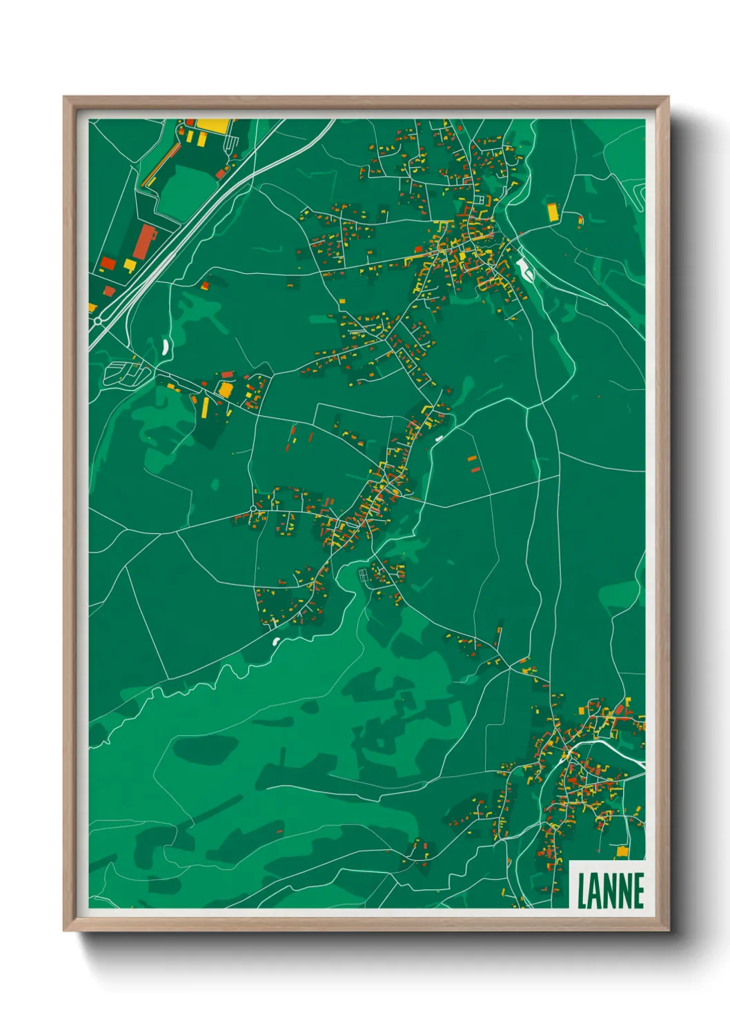 Une affiche de carte sur Lanne