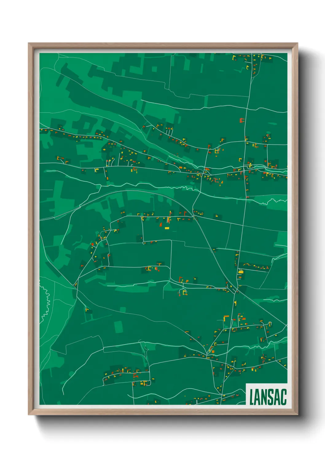 Une affiche de carte sur Lansac