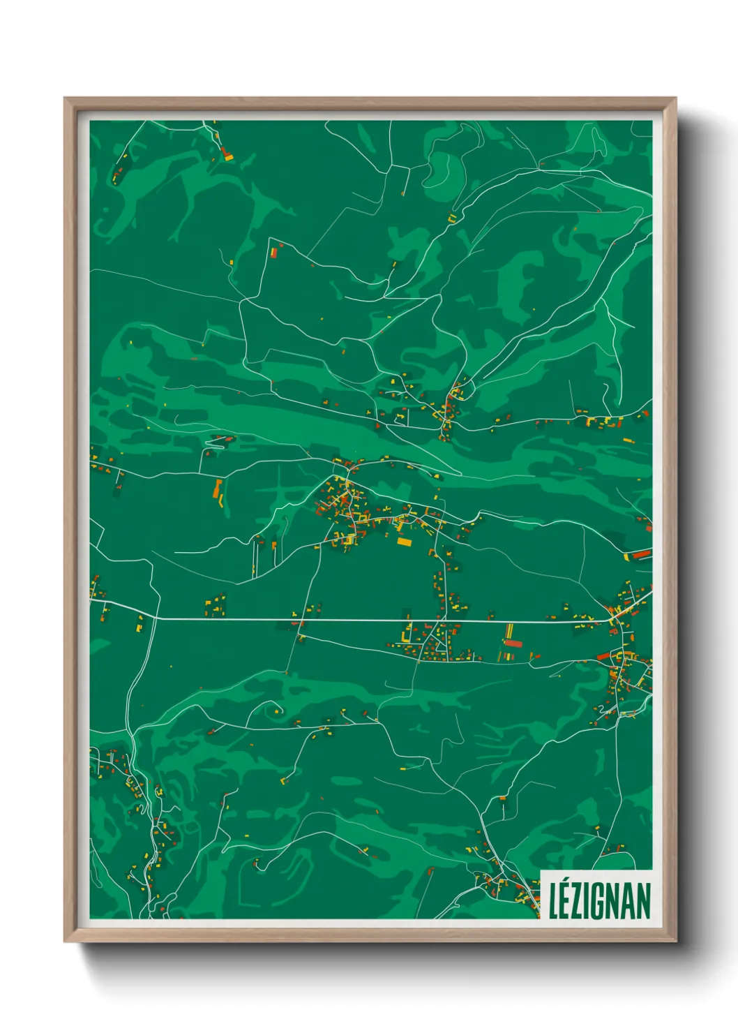 Une affiche de carte sur Lézignan