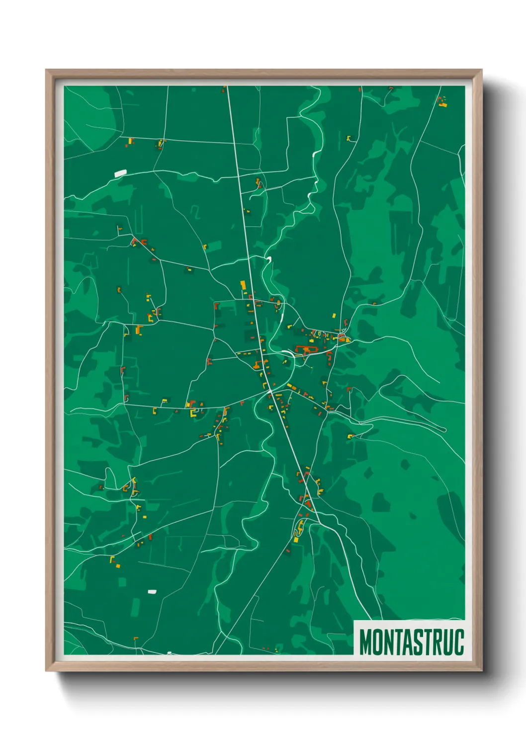 Une affiche de carte sur Montastruc