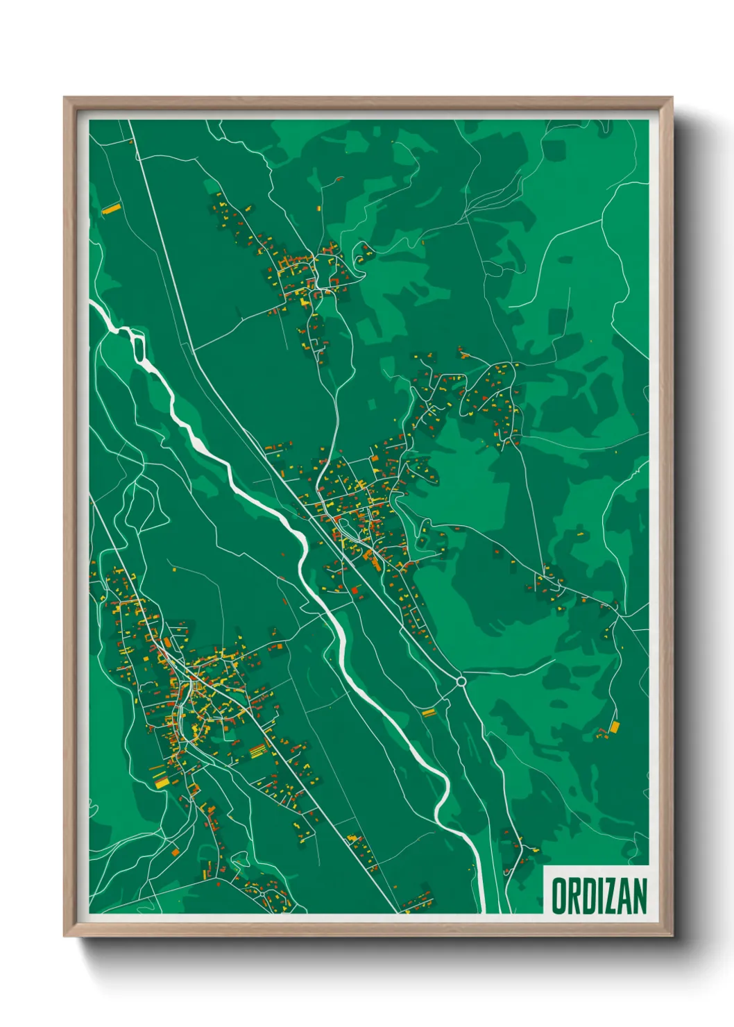 Une affiche de carte sur Ordizan