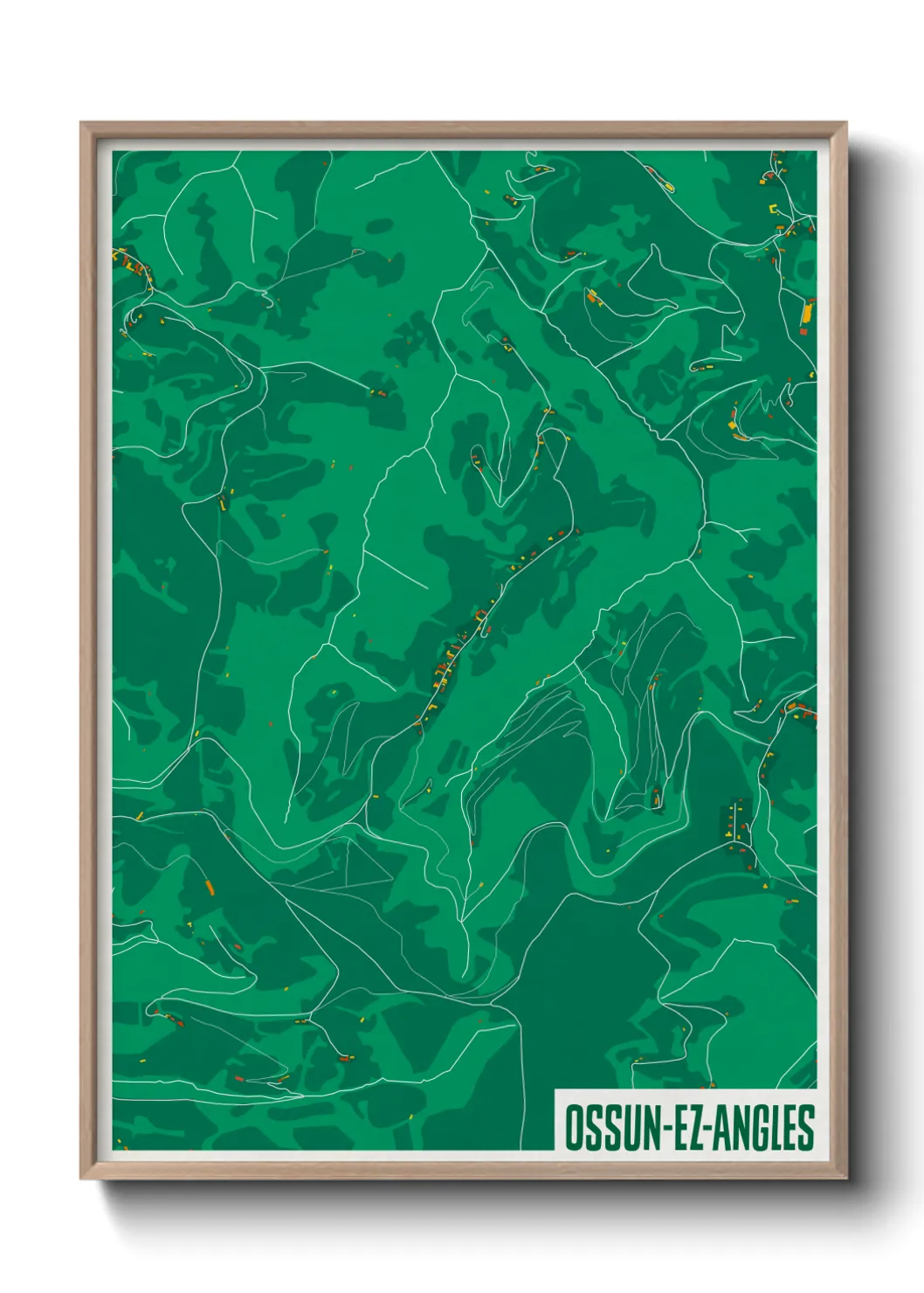 Une affiche de carte sur Ossun-ez-Angles