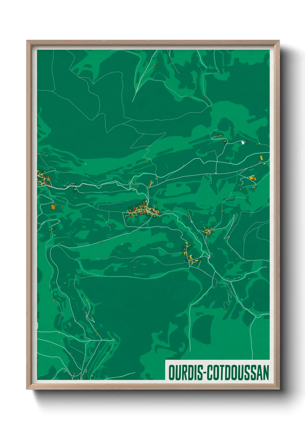 Une affiche de carte sur Ourdis-Cotdoussan