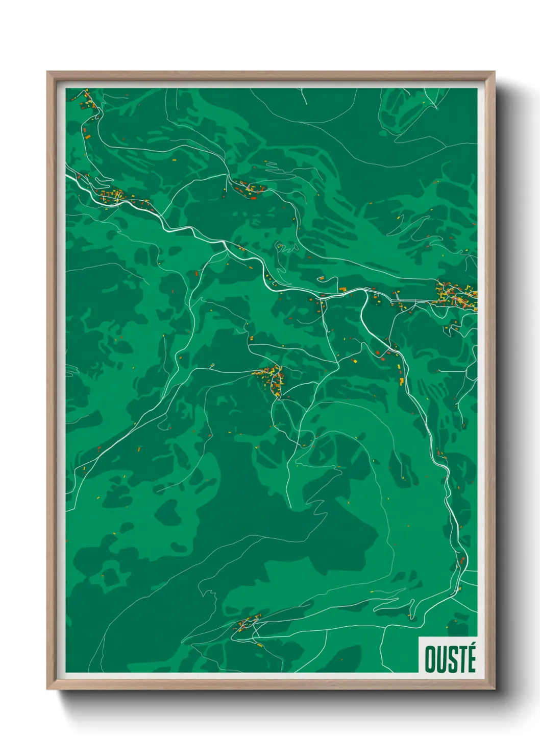 Une affiche de carte sur Ousté