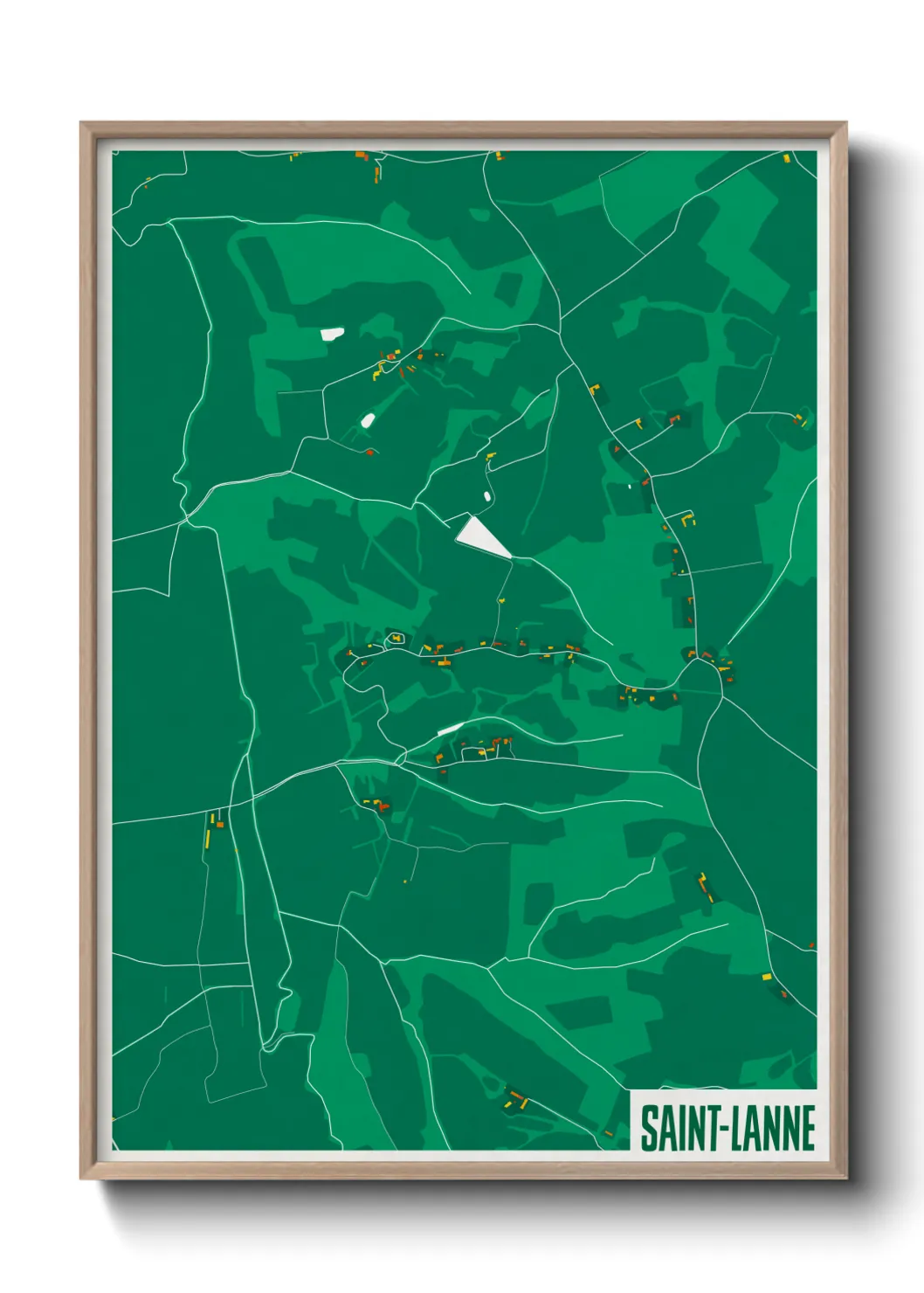 Une affiche de carte sur Saint-Lanne