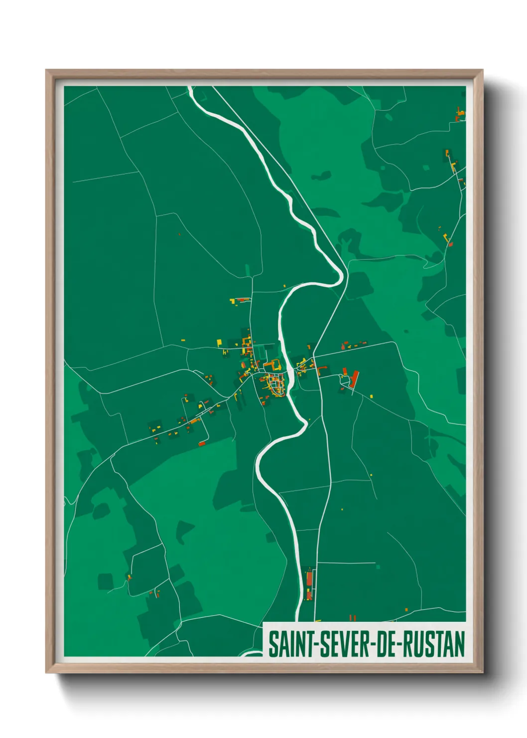Une affiche de carte sur Saint-Sever-de-Rustan