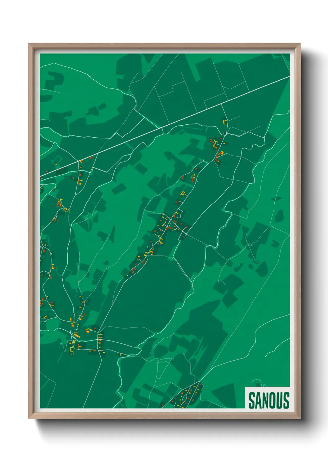 Une affiche de carte sur Sanous