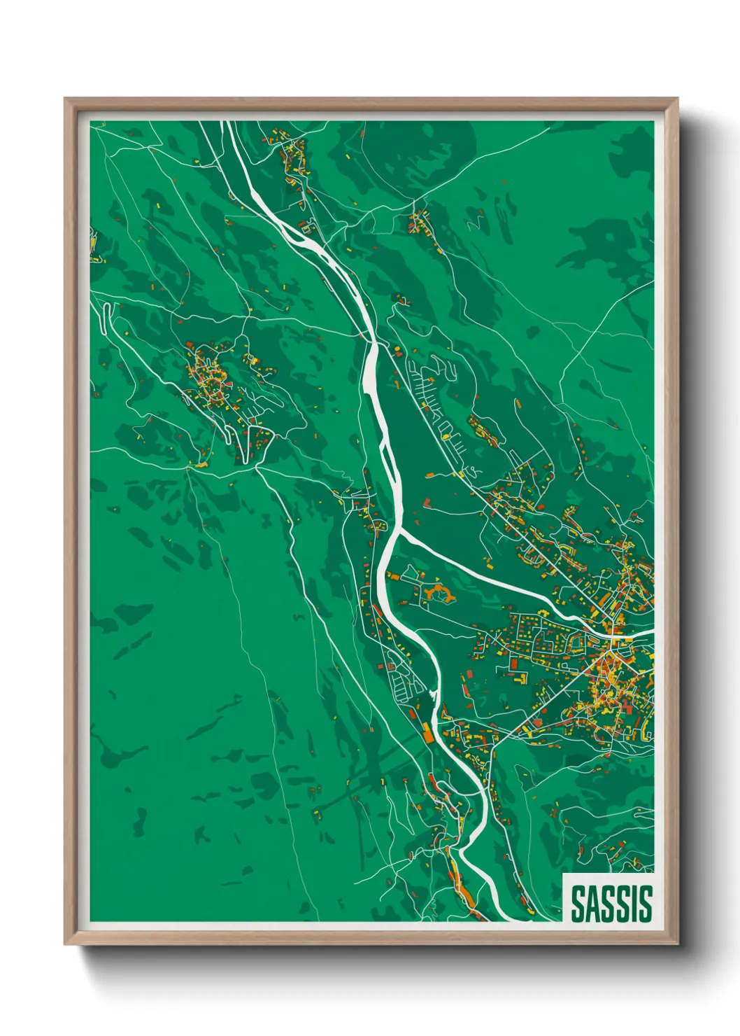 Une affiche de carte sur Sassis