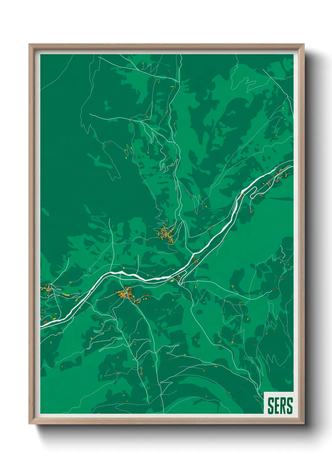 Une affiche de carte sur Sers