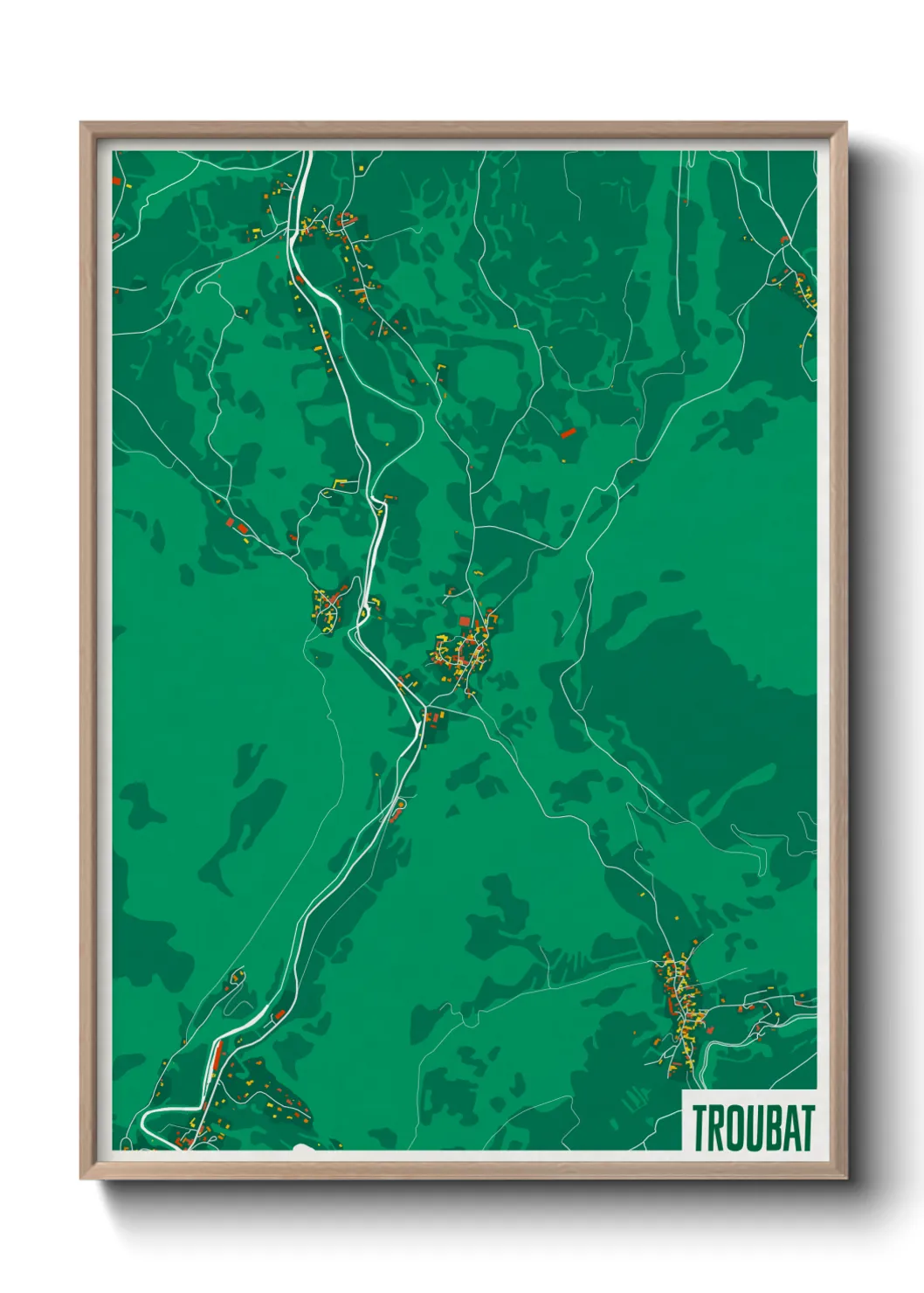 Une affiche de carte sur Troubat