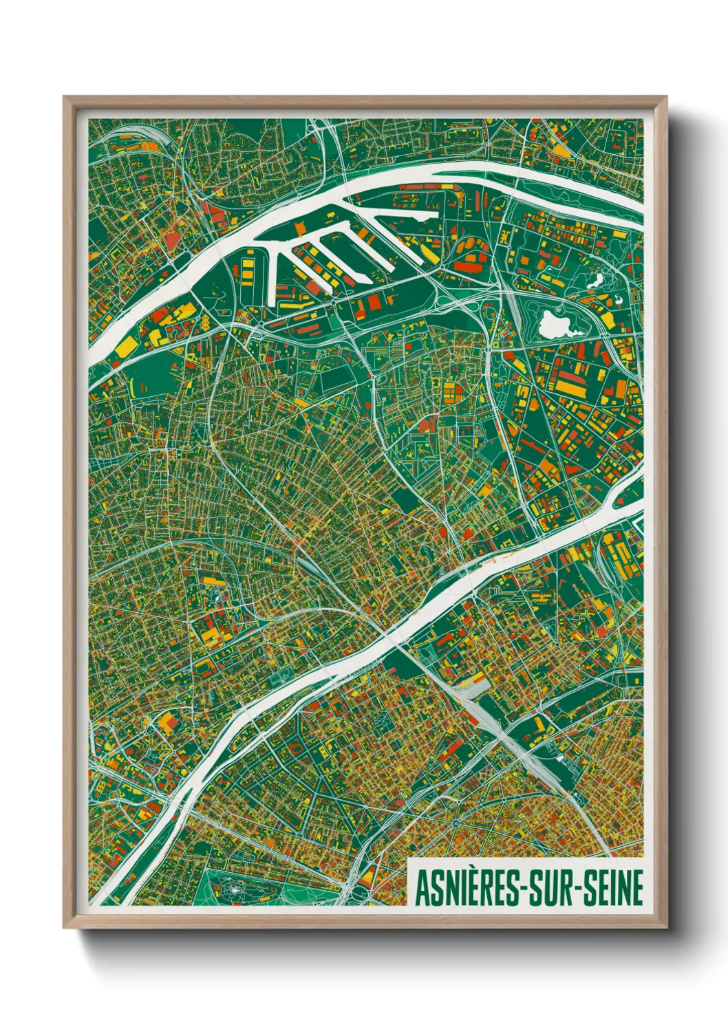 Une affiche de carte sur Asnières-sur-Seine