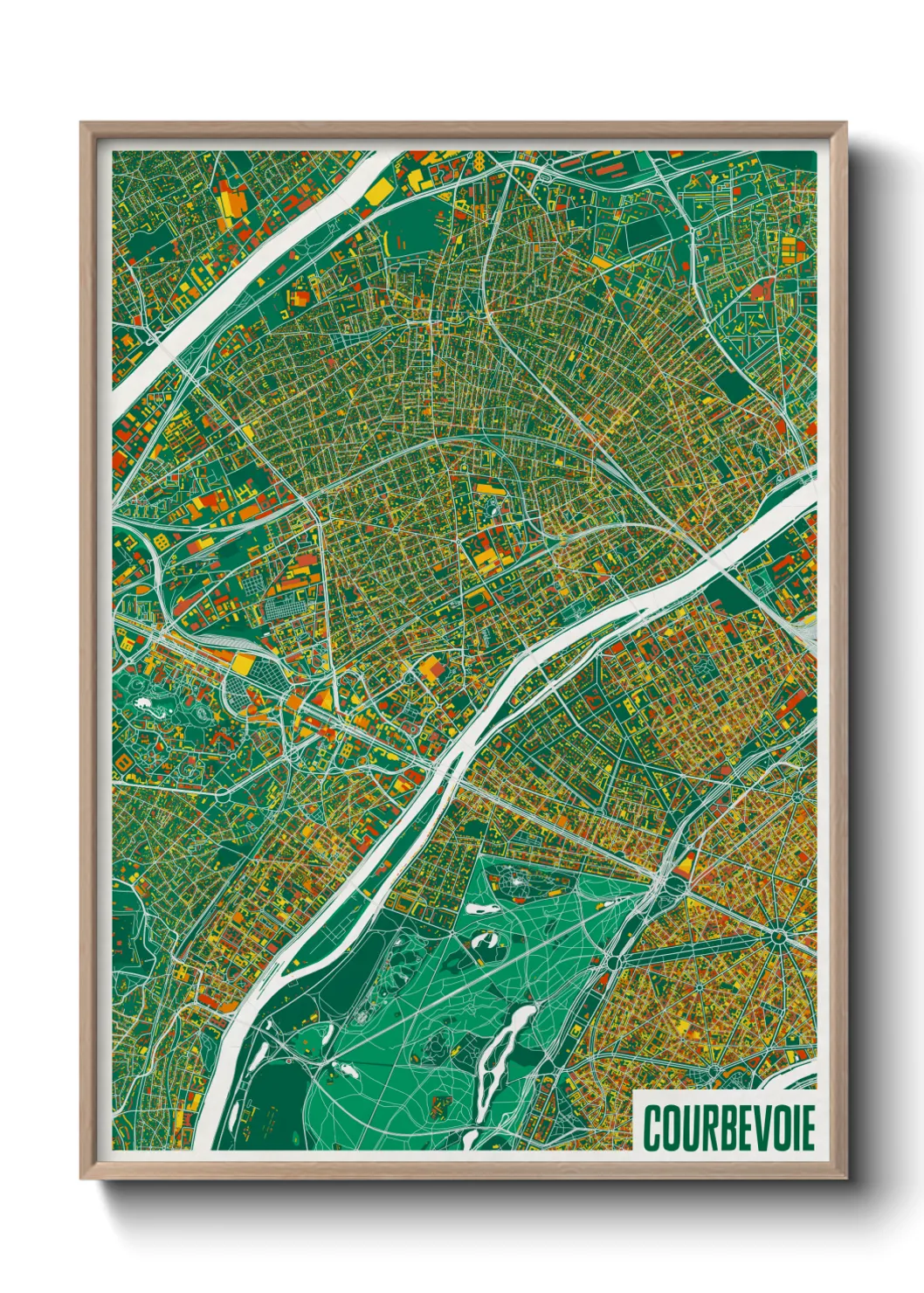 Une affiche de carte sur Courbevoie