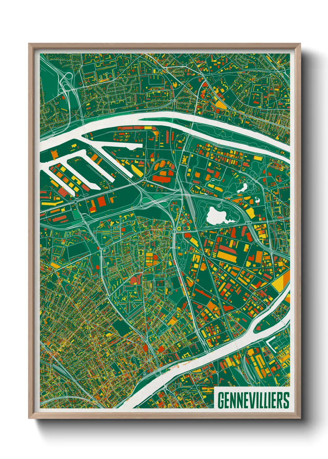 Une affiche de carte sur Gennevilliers
