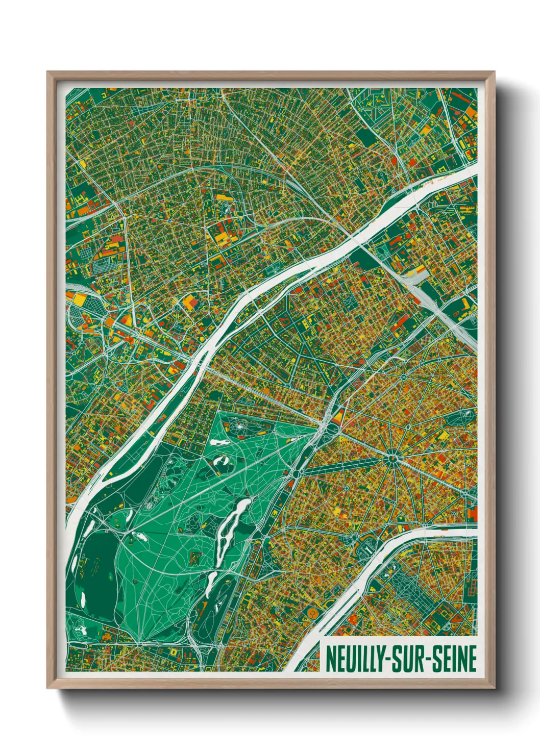 Une affiche de carte sur Neuilly-sur-Seine